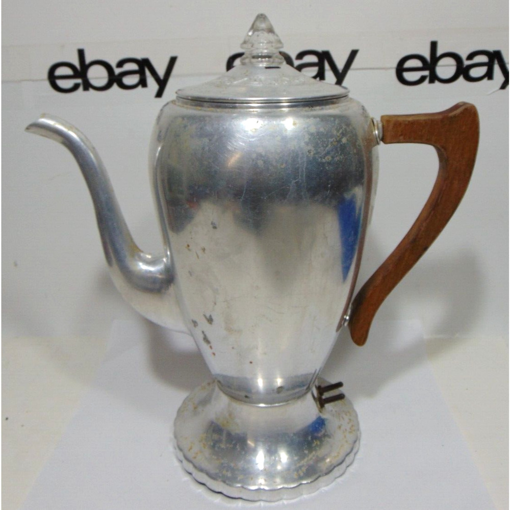 Vintage 9122 Mirro matic 8 Cup Coffee Pot Percolator Electric Complete Works